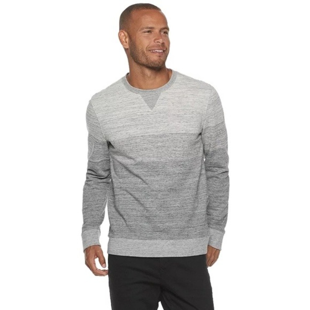 Billy Reid Sweatshirt Mens XL Grey Ombre Made in Japan Cotton Crewneck 104-230